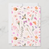 Invitation Fleurs sauvages roses Wild One photo premier anniv (Dos)