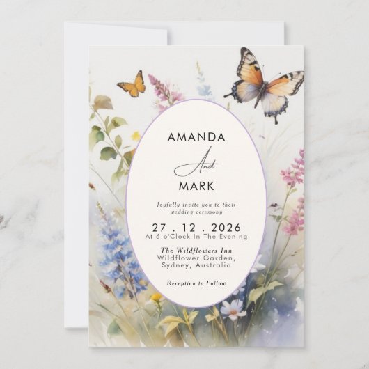 Invitation Fleurs sauvages rustiques élégants fleurissent (Devant)