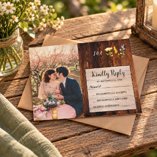 Invitation Fleurs sauvages rustiques monogramme photo Réponse