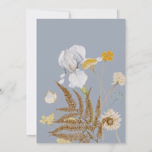 Invitation Fleurs sauvages rustiques sur Dusty Blue Bridal Br (Dos)