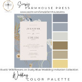Invitation Fleurs sauvages rustiques sur Dusty Blue Mariage