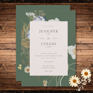 Invitation Fleurs sauvages rustiques sur le Mariage Sage Gree