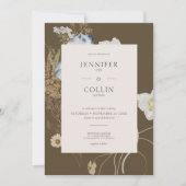 Invitation Fleurs sauvages rustiques sur Mariage Brown (Devant)