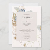 Invitation Fleurs sauvages rustiques sur Mariage de crème (Devant)