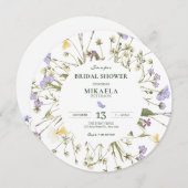 Invitation Fleurs sauvages rustiques violettes  (Devant / Derrière)