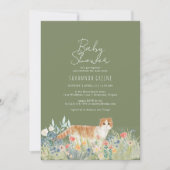 Invitation Fleurs sauvages | Sage Green | Baby shower neutre (Devant)