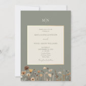 Invitation Fleurs sauvages Sage Green Boho (Devant)