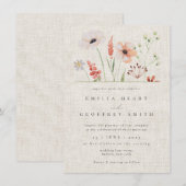 Invitation Fleurs sauvages simples Jardin Botanique Mariage B (Devant / Derrière)