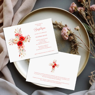 Invitation Fleurs sauvages teintes roses douces en forme de c