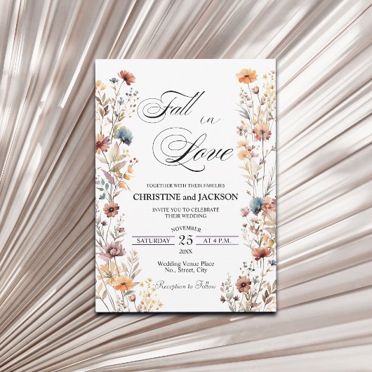 Invitation Fleurs sauvages tombent amoureux Mariage élégant