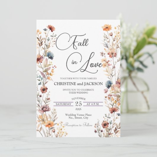 Invitation Fleurs sauvages tombent dans l'amour QR Code Maria (Debout devant)