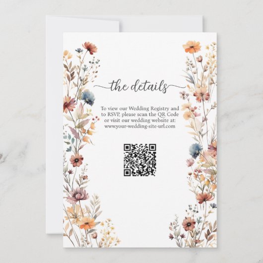 Invitation Fleurs sauvages tombent dans l'amour QR Code Maria (Dos)