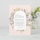 Invitation Fleurs sauvages verdure botanique mariage (Debout devant)