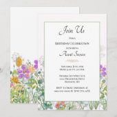 Invitation Fleurs Sauvages Verdure Fête d'anniversaire de la  (Devant / Derrière)