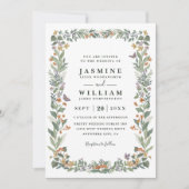 Invitation Fleurs sauvages Verdure Rustique Moderne Code QR M (Devant)