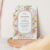 Invitation Fleurs sauvages vertes Floral Aquarelle Mariage