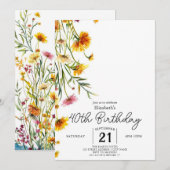 Invitation Fleurs sauvages Vintages modifiables 40e anniversa (Devant / Derrière)
