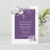 Invitation Fleurs sauvages violets Blush rose Roses Mariage (Debout devant)
