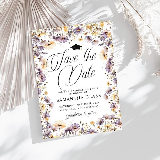 Invitation Fleurs sauvages Violets Modernes Enregistrer La Da