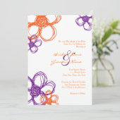 Invitation Fleurs sauvages violettes et oranges 5x7 Invitatio (Debout devant)