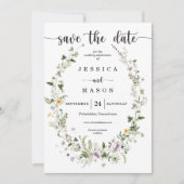 Invitation Fleurs sauvages Whimsical Rustique Mariage Enregis (Devant)