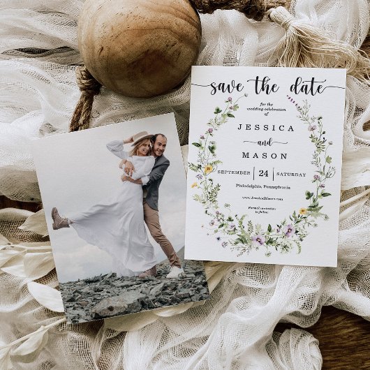 Invitation Fleurs sauvages Whimsical Rustique Mariage Enregis
