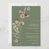 Invitation Fleurs sauvages Whimsical Sage Vert Tout En Un (Devant)