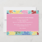 Invitation Fleurs scintillantes 4e fête d'anniversaire rose (Dos)