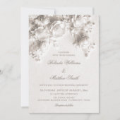Invitation Fleurs sculptées blanches Roses 3D Mariage (Devant)