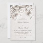 Invitation Fleurs sculptées blanches Roses 3D Mariage (Devant)