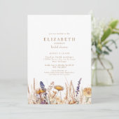 Invitation Fleurs Séchées Aquarelle Réception de Mariage Neut (Debout devant)