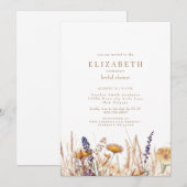 Invitation Fleurs Séchées Aquarelle Réception de Mariage Neut (Devant / Derrière)