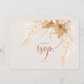 Invitation Fleurs séchées Boho et Pampas Grass RSVP Invitati (Devant / Derrière)