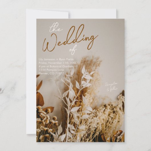Invitation Fleurs séchées Rustiques Boho modernes (Devant)