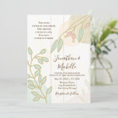 Invitation Fleurs simples Mariage chrétien bois blanc rustiqu (Debout devant)