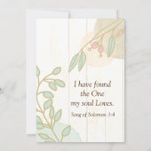 Invitation Fleurs simples Mariage chrétien bois blanc rustiqu (Dos)