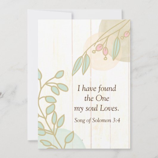 Invitation Fleurs simples Mariage chrétien bois blanc rustiqu (Dos)