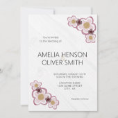 Invitation Fleurs Simples Mariage Texture Bois  (Devant)