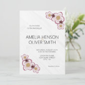 Invitation Fleurs Simples Mariage Texture Bois  (Debout devant)