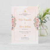 Invitation Fleurs simples roses mariage (Debout devant)