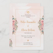 Invitation Fleurs simples roses mariage (Devant / Derrière)