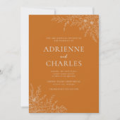 Invitation Fleurs Simplicité 1 Citrouille Orange Mariage Mini (Devant)