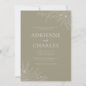 Invitation Fleurs Simplicité 1 Mariage Minimal Vert de mousse (Devant)