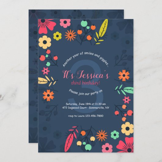 Invitation Fleurs Spunky (Devant / Derrière)