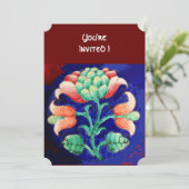 INVITATION FLEURS STYLISÉES/ROUGE ROUGE VERT ORANGE BLEU FLOR (Debout devant)