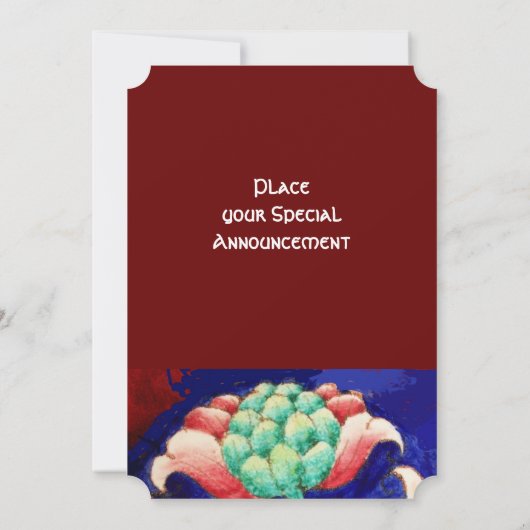 INVITATION FLEURS STYLISÉES/ROUGE ROUGE VERT ORANGE BLEU FLOR (Dos)