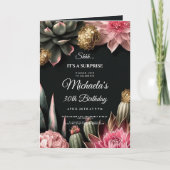 Invitation Fleurs succulentes fête surprise d'anniversaire Fl (Devant)