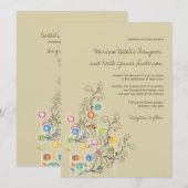 Invitation Fleurs Super colorées Jardin Mariage lunaire (Devant / Derrière)