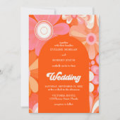 Invitation Fleurs super rétro jaune orange et rose (Devant)