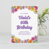 Invitation Fleurs sur le bord Anniversaire (Debout devant)